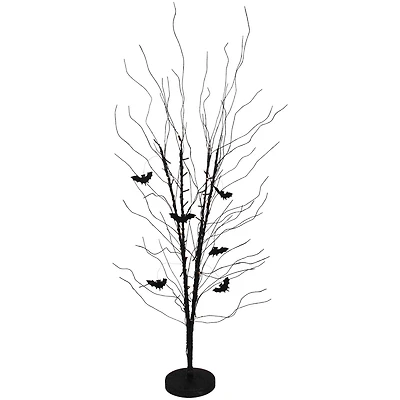 50" LED Black Halloween Branch Tree with Bats