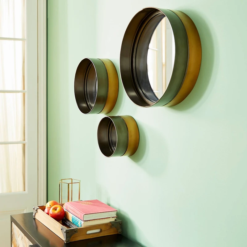 Black Metal Wall Mirror Set