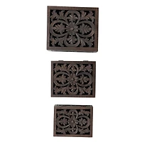 Hello Honey® Espresso Carved Reclaimed & Mango Wood Nesting Boxes Set