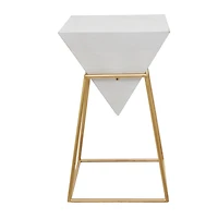 Gold Metal Modern Accent Table, 24" x 20" x 17"