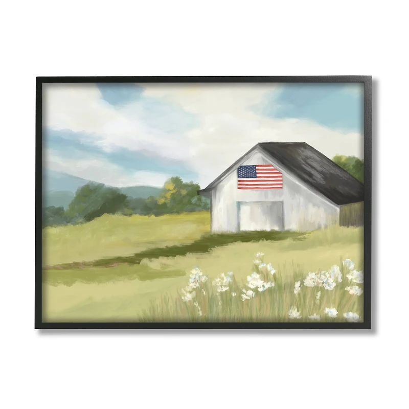 Stupell Industries American Flag on Barn Framed Giclee Art