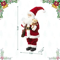 Glitzhome® 18" Faux Fur Christmas Mail Santa Figurine