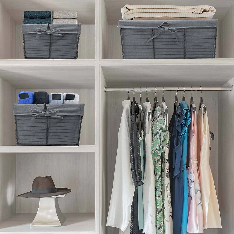 Sorbus Gray Wire Basket with Removable Liner Set