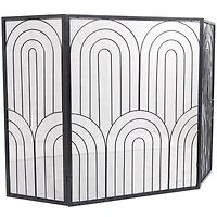The Novogratz Black Metal Art Deco 3-Panel Fireplace Screen