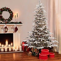 6.5ft. Pre-Lit Flocked Aspen Fir Artificial Christmas Tree, Clear Lights