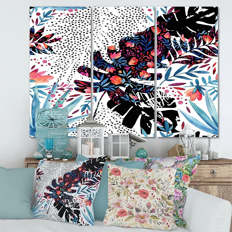 Designart - Tropical Floral Patchwork I