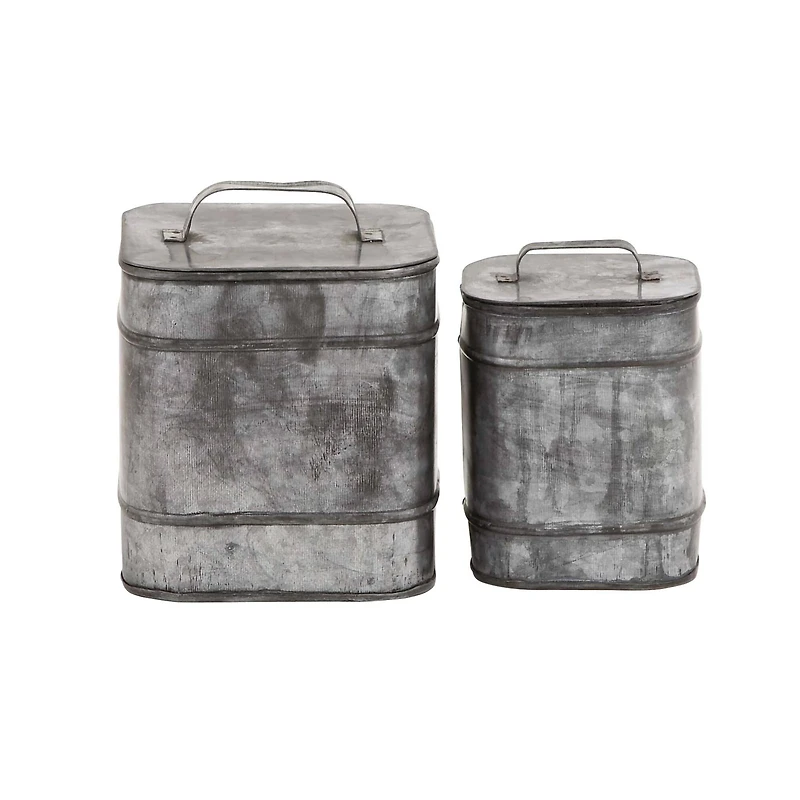 Silver Metal Farmhouse Box Set, 7" & 8"