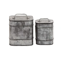 Silver Metal Farmhouse Box Set, 7" & 8"