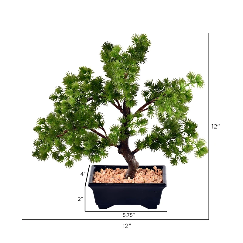 12" Potted Artificial Pine Bonsai Tree