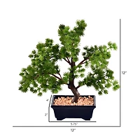 12" Potted Artificial Pine Bonsai Tree