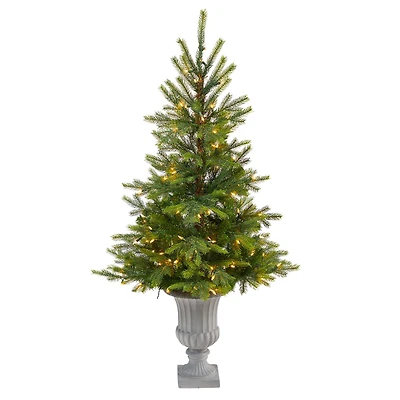 56in. Pre-Lit North Carolina Spruce Artificial Christmas Tree In Decorative Urn, Clear Lights