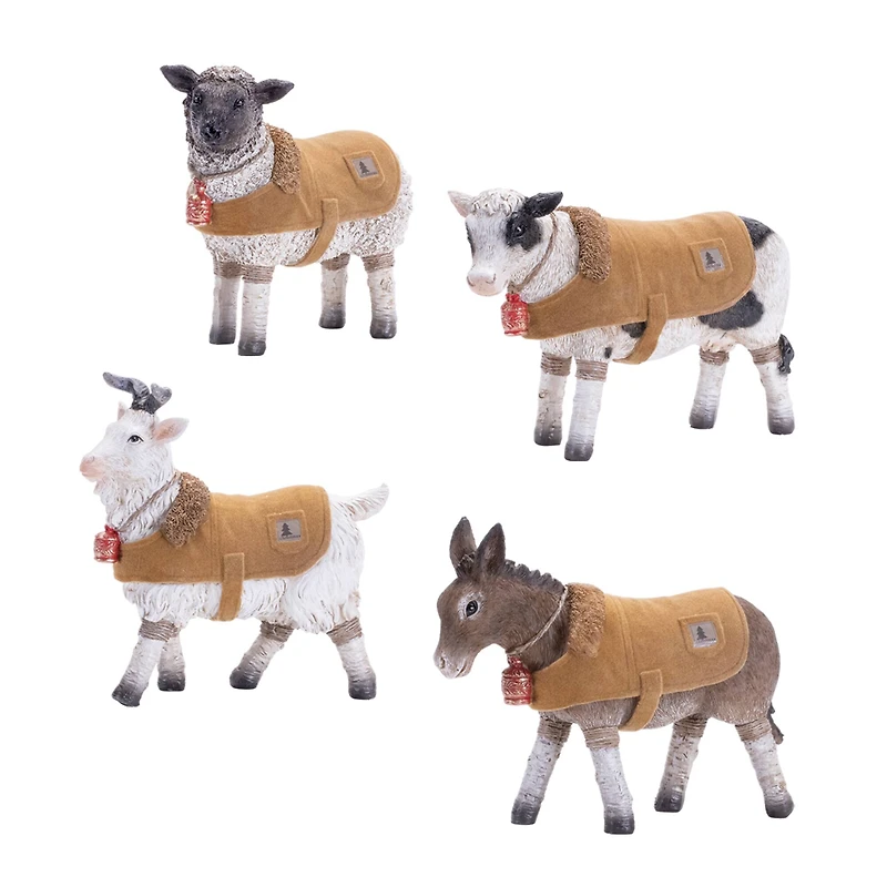 Farm Animal Figurines with Winter Coat, Set of 4