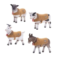 Farm Animal Figurines with Winter Coat, Set of 4