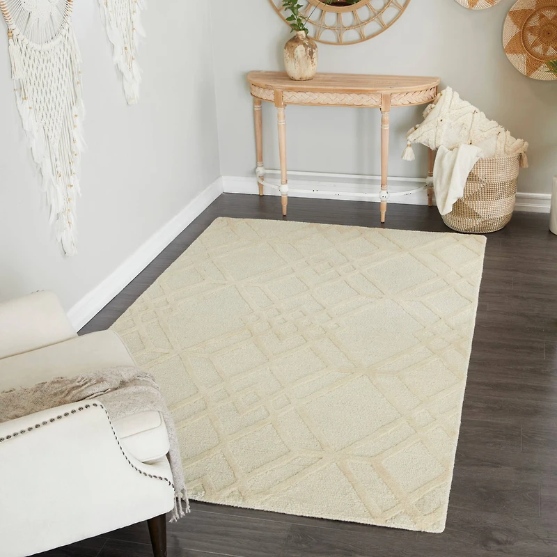Beige Contemporary 5' x 8' Area Rug