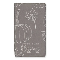 Count Your Blessings Gray Pumpkin Tea Towel Set