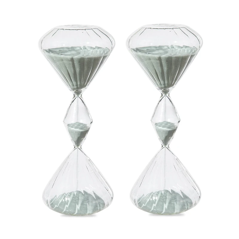 Glitzhome® 11" Geometric Tri-Layer Hourglasses with Gray Sand, 2ct.
