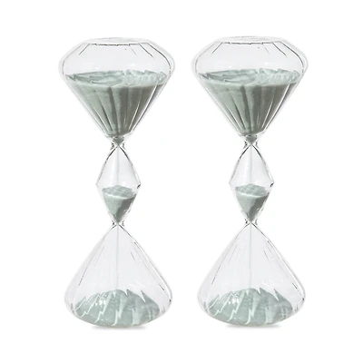 Glitzhome® 11" Geometric Tri-Layer Hourglasses with Gray Sand, 2ct.