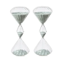 Glitzhome® 11" Geometric Tri-Layer Hourglasses with Gray Sand, 2ct.