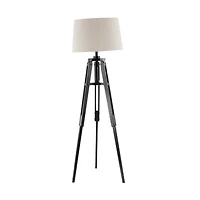 Black Wood Industrial Floor Lamp, 62" x 21" x 21"