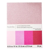 12 Packs: 24 ct. (288 total) Pink Hues Glitter 8.5" x 11" Cardstock Paper by Recollections™