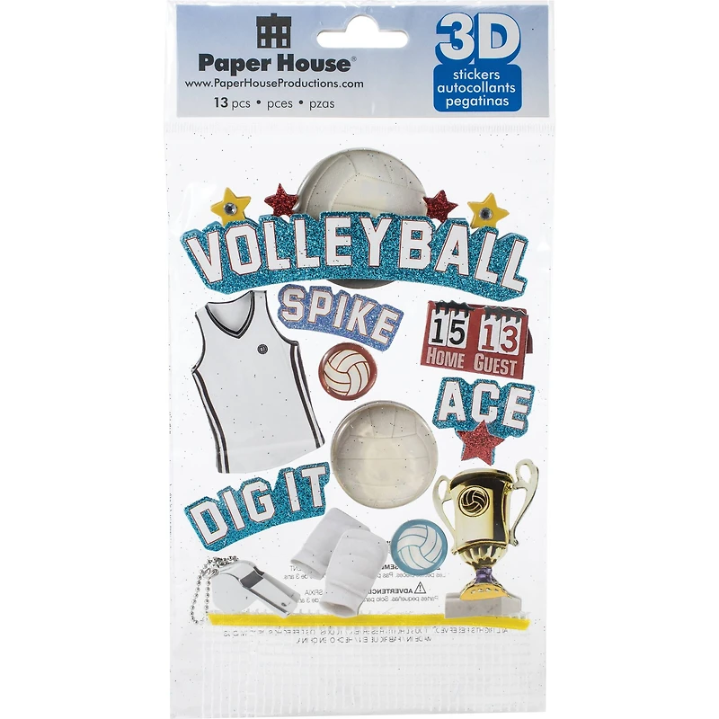 Paper House® Volleyball 3D Stickers