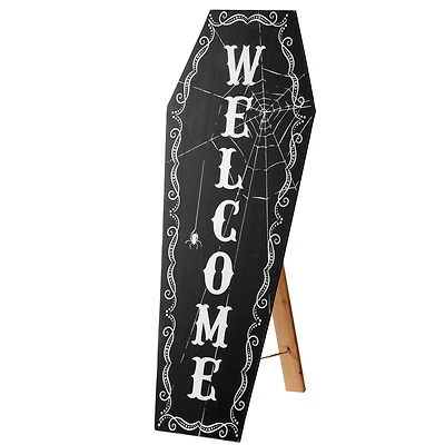 28" Halloween Welcome Standup Coffin Sign