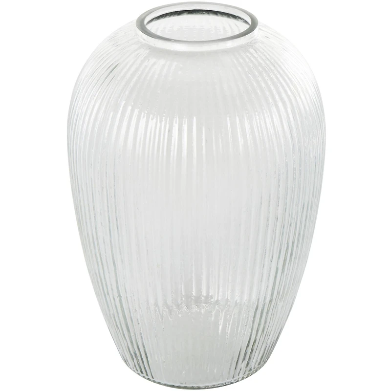 12" Clear Glass Ribbed Fluted Decorative Vase