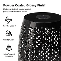 Glitzhome® 18.25" Multifunctional Solar Powdered Iron Leaf Cutout Garden Stool