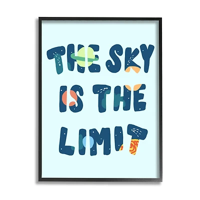 Stupell Industries Sky Is the Limit Quote Space Planet Typography in Frame Wall Art
