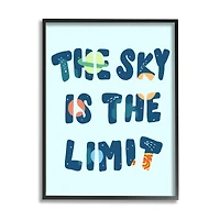 Stupell Industries Sky Is the Limit Quote Space Planet Typography in Frame Wall Art