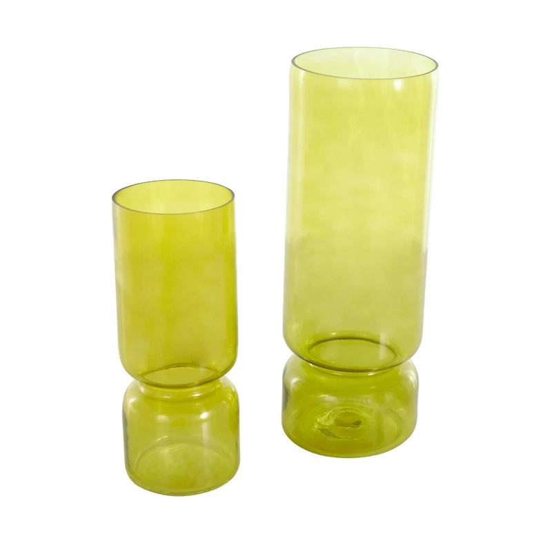 Green Modern Round Glass Vase Set