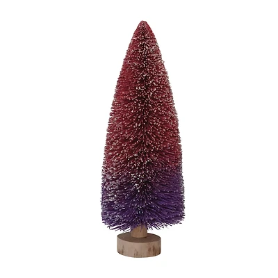 Hello Honey® 11" Purple & Burgundy Ombre Bottle Brush Tree with Wood Base and Glitter