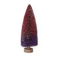 Hello Honey® 11" Purple & Burgundy Ombre Bottle Brush Tree with Wood Base and Glitter