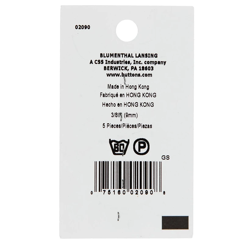 LaMode 3/8" Black 4-Hole Buttons, 5ct.