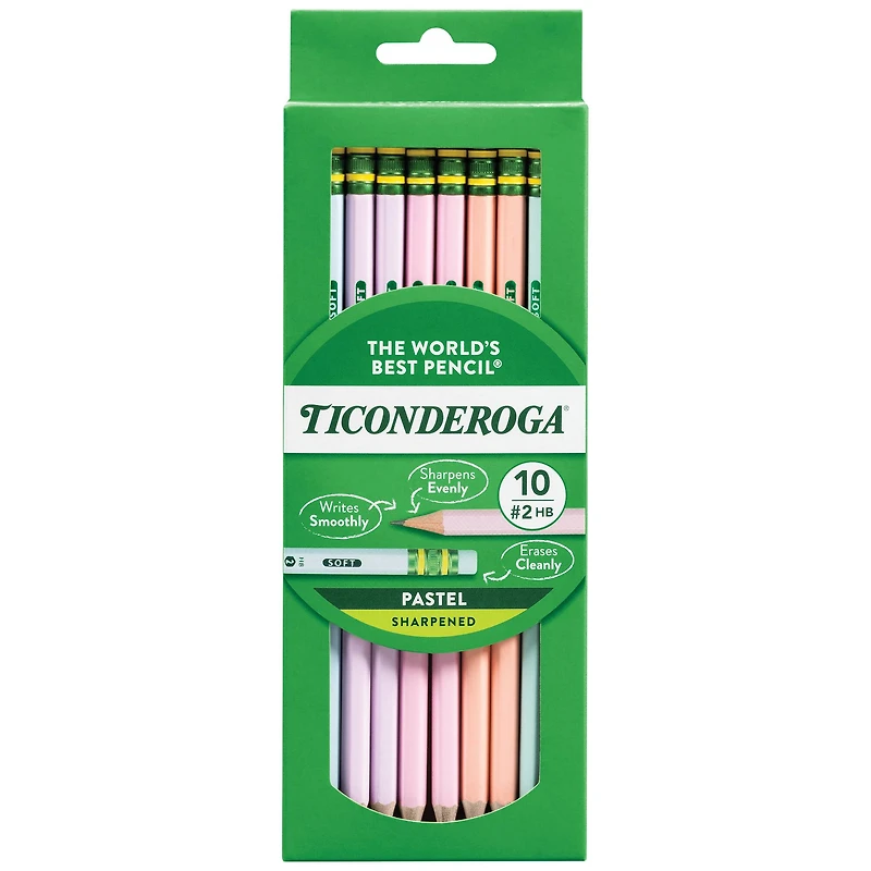 Ticonderoga® No.2 HB Pastel Wood-Cased Pencil Set