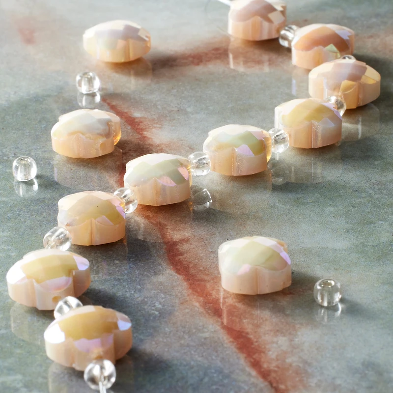Ivory Faceted Glass Cross Beads, 12mm by Bead Landing™
