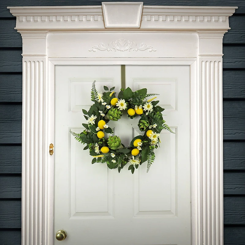 22'' Daisy, Artichoke, and Lemon Wreath