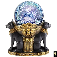 Design Toscano 7" LED Bastet Cat Goddess Cosmic Sphere Illuminated Statue