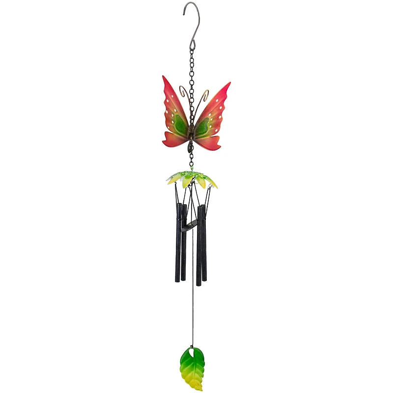 19" Red Metal Butterfly Outdoor Garden Windchime