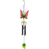 19" Red Metal Butterfly Outdoor Garden Windchime
