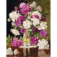 Luca-s Red And White Peonies Counted Cross Stitch Kit