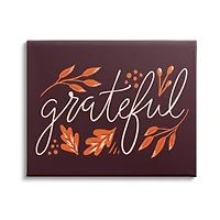 Stupell Industries Grateful Autumnal Leaves Phrase Canvas Wall Art