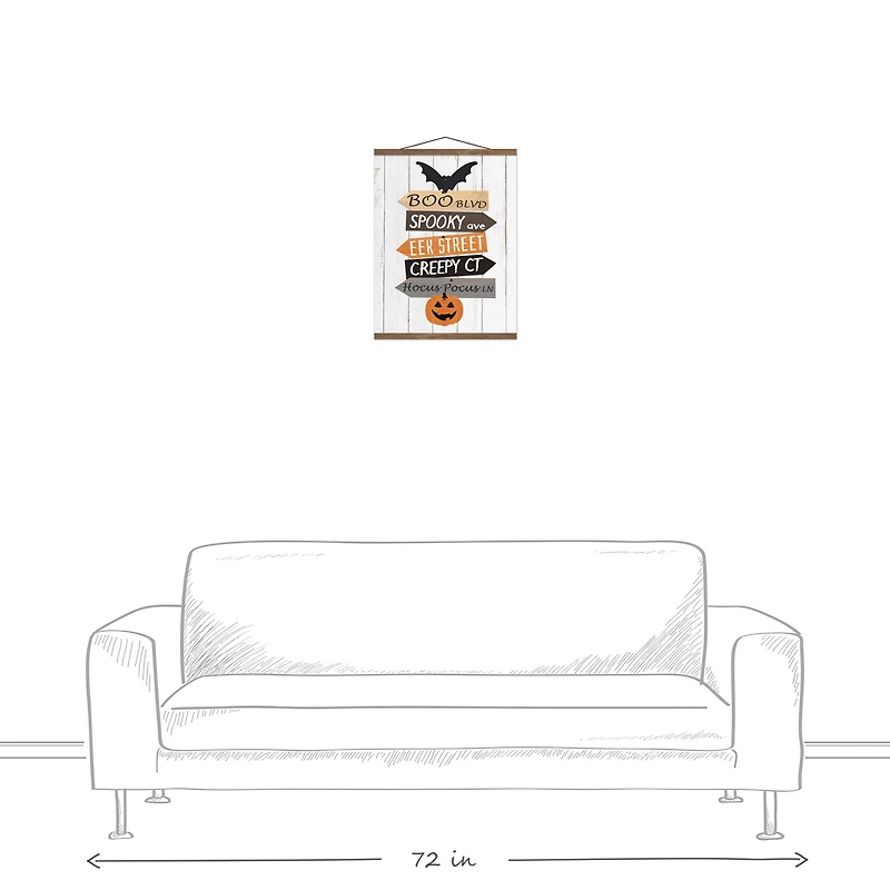 Halloween Street Names Teak Hanging Canvas