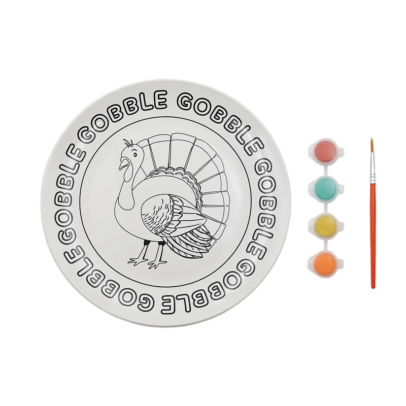 Gobble Turkey Paint Your Own Ceramic Plate Craft Kit by Creatology™