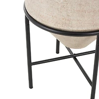 24.5" Beige Metal Wide Vase with Black Metal Stand