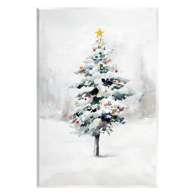 Stupell Industries Snowy Christmas Tree Landscape Wall Plaque Art