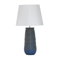 Blue Ceramic Rustic Table Lamp, 28" x 15" x 15"