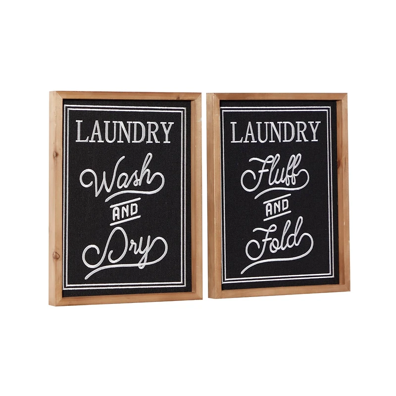 Set of 2 Black Wood Farmhouse Sign Wall Decor, 12.5" x 16"