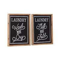 Set of 2 Black Wood Farmhouse Sign Wall Decor, 12.5" x 16"