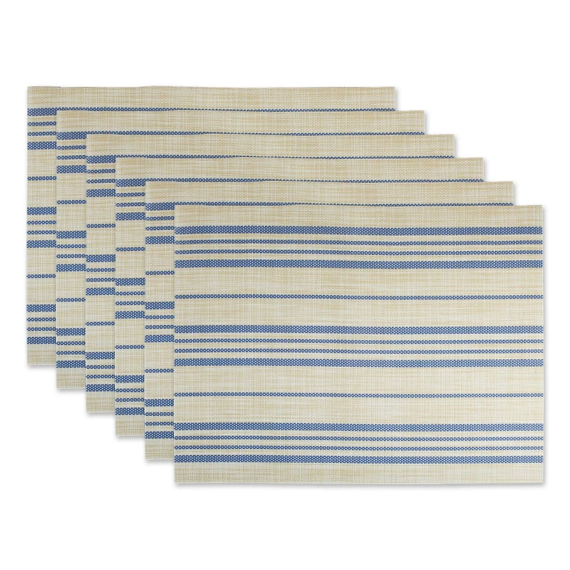 DII® French Blue Striped Farmhouse Woven Placemat Set, 6ct.